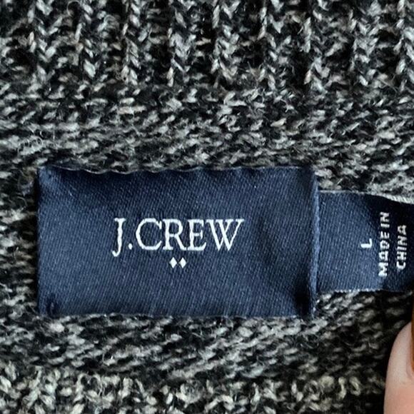 J Crew Mens Sweater Gray Black Crew Neck Pullover Long Sleeve 100% Lambs Wool L - Picture 4 of 11